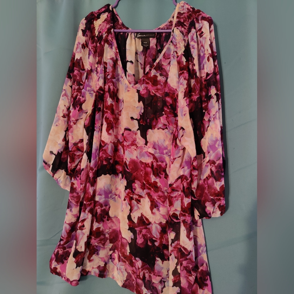 Lane Bryant Sheer Pink Floral Tunic Top